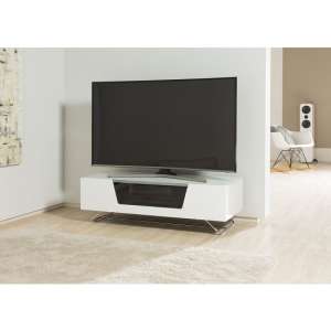 Clutton Medium LCD TV Stand In White With Chrome Base
