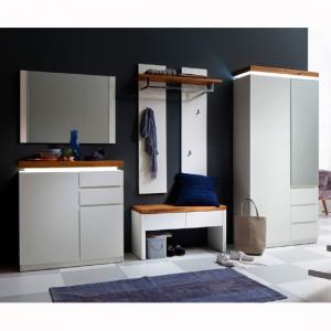 Romina Hallway Set In Knotty Oak And Matt White With LED