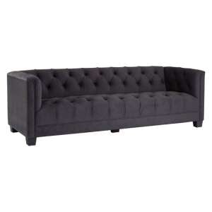 Ronan Upholstered Velvet 3 Seater Sofa In Dark Grey
