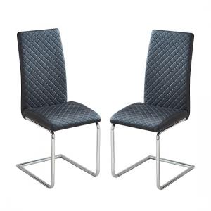 Ronn Dining Chair In Black Faux Leather In A Pair