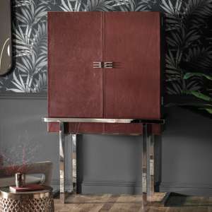 Roseburg Wooden Drinks Cabinet With 2 Doors In Coral Red