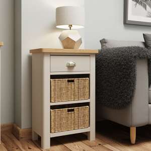 Rosemont Wooden 2 Basket Units Lamp Table In Dove Grey
