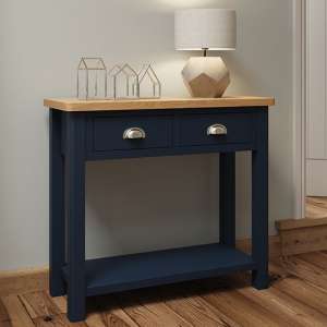 Rosemont Wooden 2 Drawers Console Table In Dark Blue