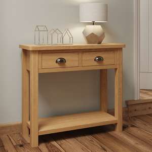 Rosemont Wooden 2 Drawers Console Table In Rustic Oak