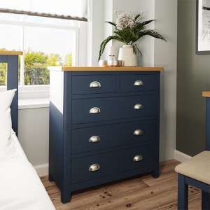 Rosemont Wooden Chest Of 5 Drawers In Dark Blue