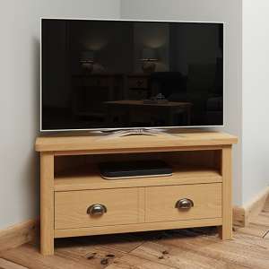 Rosemont Wooden Corner TV Stand In Rustic Oak