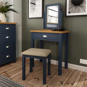 Rosemont Wooden Dressing Table With Stool In Dark Blue