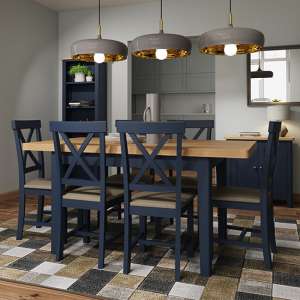 Rosemont Extending 120cm Dark Blue Dining Table With 6 Chairs