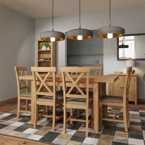 Rosemont Extending 120cm Rustic Oak Dining Table With 6 Chairs