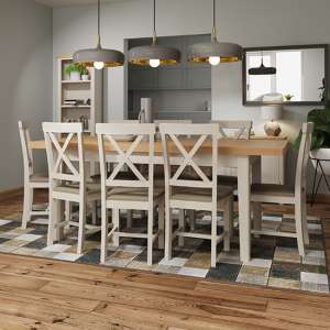 Rosemont Extending 160cm Dove Grey Dining Table With 8 Chairs