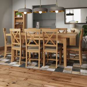 Rosemont Extending 160cm Rustic Oak Dining Table With 8 Chairs