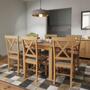 Rosemont Extending Dining Table In Rustic Oak With 6 Chairs