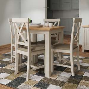 Rosemont Square Dining Table In Dove Grey With 4 Chairs