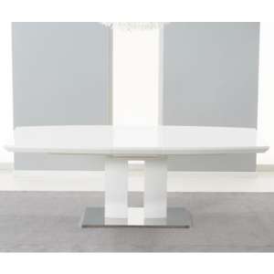Rassini Rectangular Extending High Gloss Dining Table In White