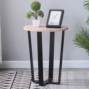 Rostock Round Wooden Side Table In Ashwood