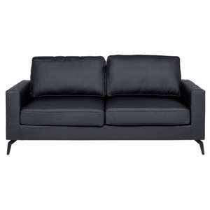 Roswell Faux Leather Upholstered 3 Seater Sofa In Black