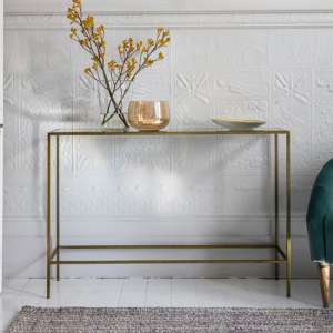 Rothmont Clear Glass Console Table With Bronze Metal Frame