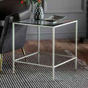 Rothmont Clear Glass Side Table With Silver Metal Frame
