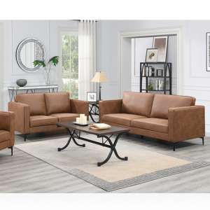 Rotland Fabric 3 Seater And 2 Seater Sofa In Tan