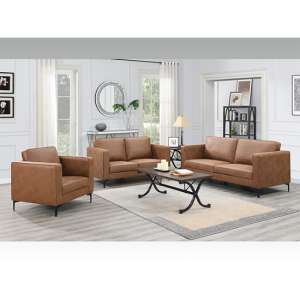 Rotland Fabric 3 Seater Sofa And 2 Armchairs In Tan