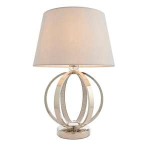 Rouen Grey Cotton Shade Table Lamp With Bright Nickel Base