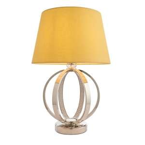 Rouen Yellow Cotton Shade Table Lamp With Bright Nickel Base