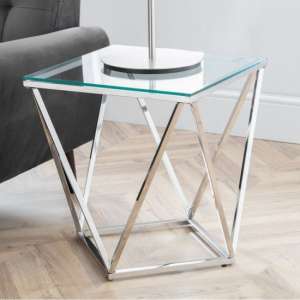 Rougemont Clear Glass Lamp Table With Chrome Base