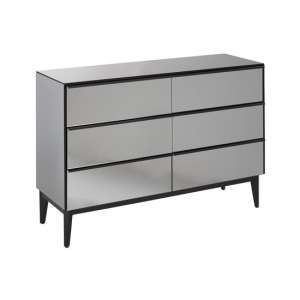 Mouhoun Chest Of Drawers In Mirrored Glass With 6 Drawer  