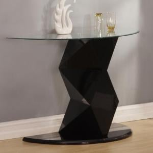 Aruba Console Table In Clear Glass And Black High Gloss