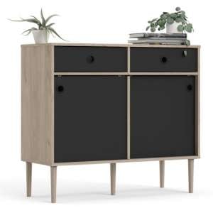 Roxo Wooden 2 Doors And 2 Drawers Sideboard In Oak And Black