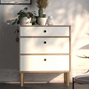 Roxo Wooden Chest Of 3 Drawers In Oak And White