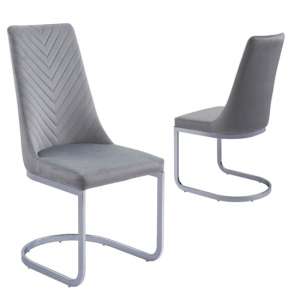 Roxy Grey French Velvet Dining Chairs In Pair
