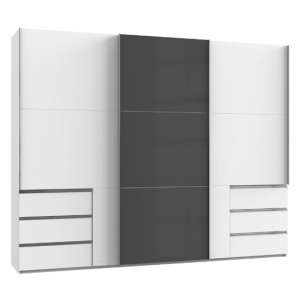 Royd Mirrored Sliding Wardrobe In Grey And White 3 Doors
