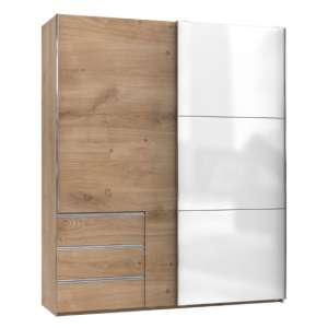 Royd Mirrored Sliding Wardrobe In White And Planked Oak
