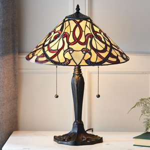 Ruban Medium Tiffany Glass Table Lamp In Dark Bronze