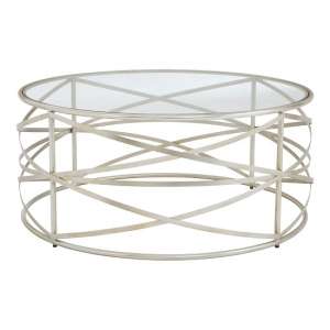 Muscida Clear Tempered Glass Coffee Table In Silver    