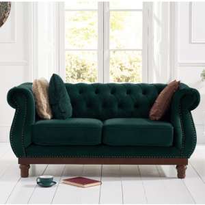 Ruskin Chesterfield Velvet 2 Seater Sofa In Green