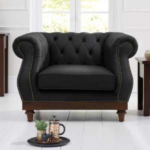 Ruskin Chesterfield Leather Armchair In Black