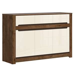 Ruso Gloss Sideboard With 3 Doors 3 Drawers In Pearl And Oak