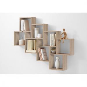 Rutland Wooden Large Wall Mounted Shelving Unit In Oak