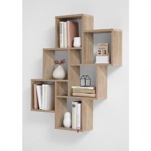 Rutland Wooden Wall Mounted Shelving Unit In Oak