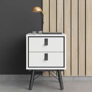Rynok Wooden Bedside Cabinet In Matt White With 2 Drawers