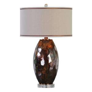 Sabastian Metallic Rust Bronze Table Lamp With Crystal Foot