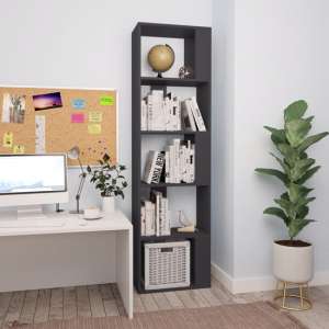 Sabia Wooden Bookcase And Room Divider In Grey