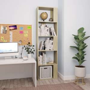 Sabia Wooden Bookcase And Room Divider In Sonoma Oak