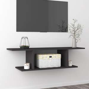 Sabra Wooden Wall Hung TV Stand With Shelf In Grey