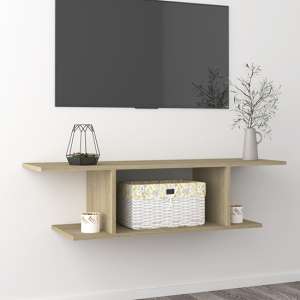 Sabra Wooden Wall Hung TV Stand With Shelf In Sonoma Oak