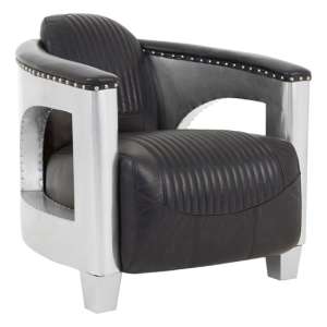 Sadalmelik Upholstered Faux Leather Armchair In Black