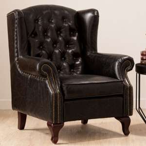 Sadalmelik Upholstered Leather Armchair In Black