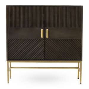 Sadri Wooden Sideboard With 2 Doors In Grey And Gold